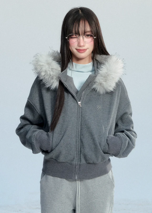 Cozy Fluff Trim Warm Hoodie - Image 8