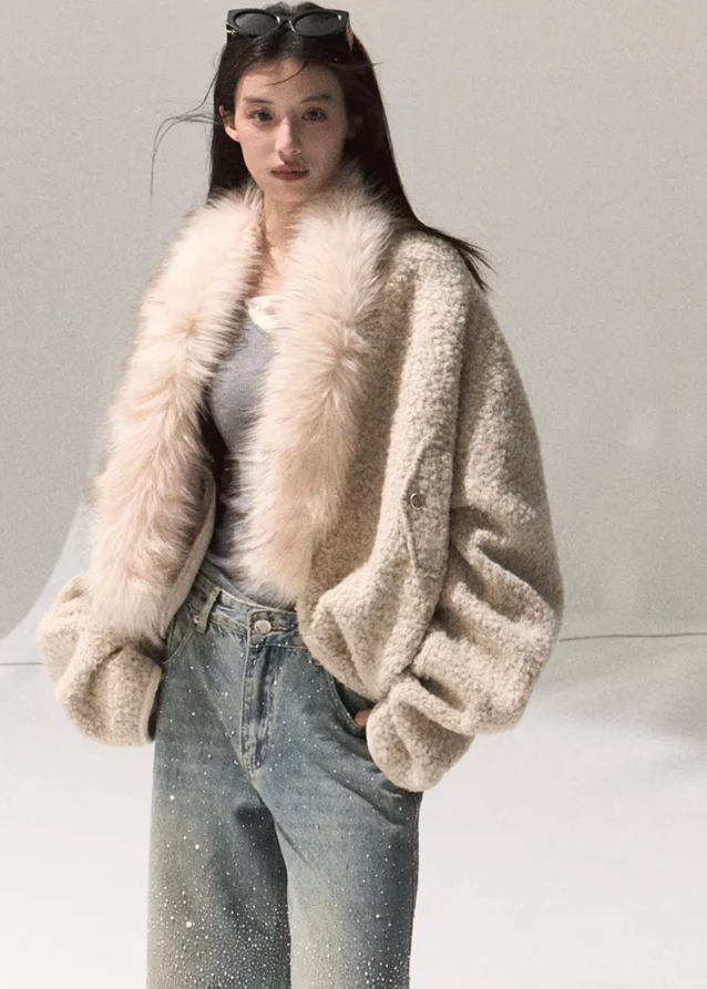 Cozy Halo Cropped Shearling Jacket
