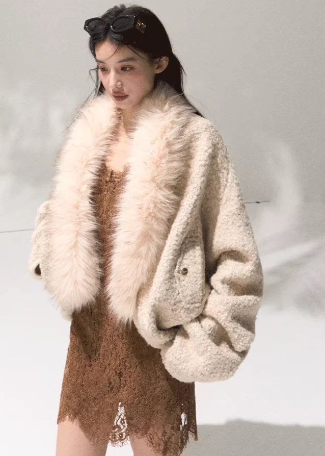 Cozy Halo Cropped Shearling Jacket - Image 2