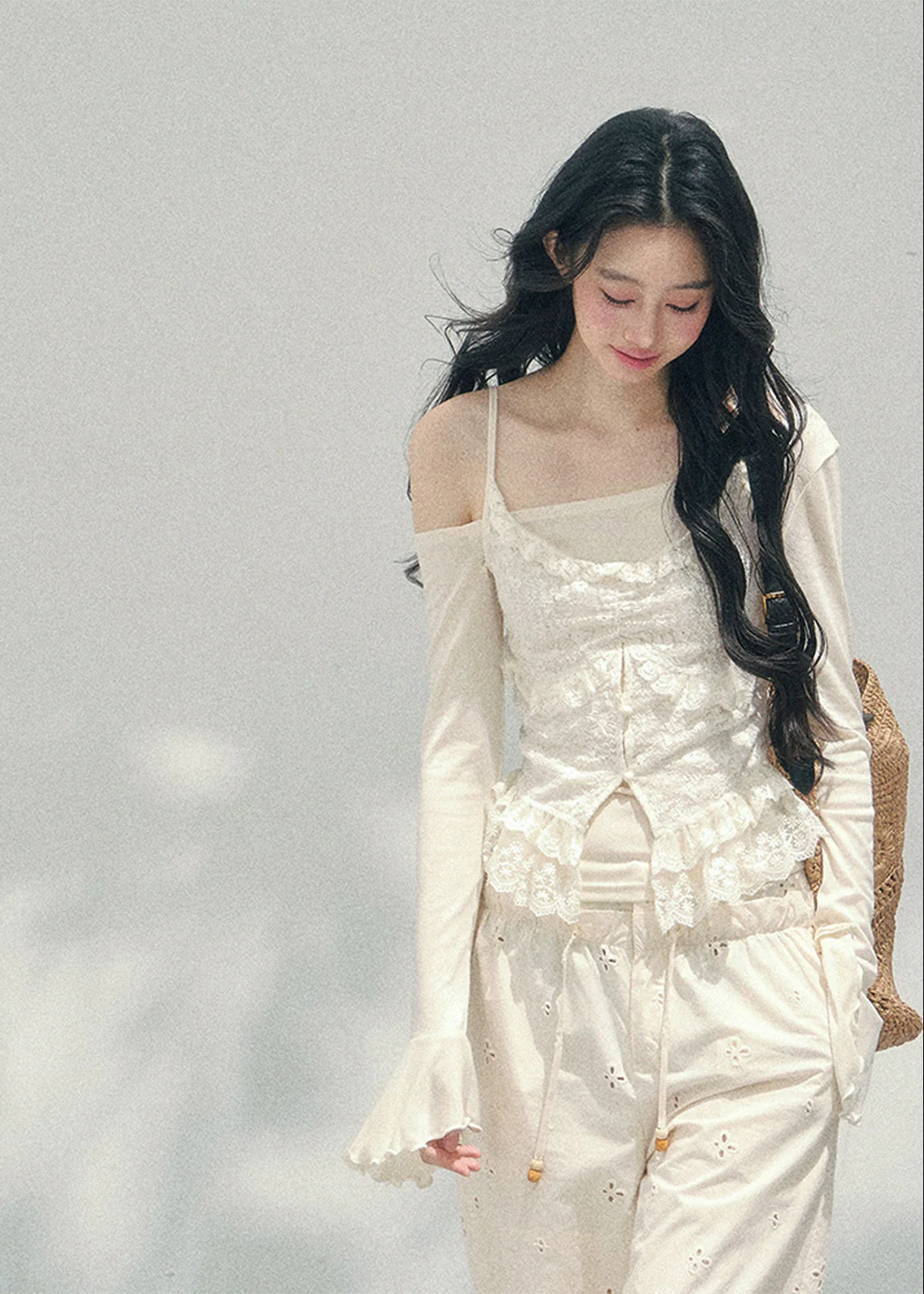 Crème Rêverie Lace Layered Top