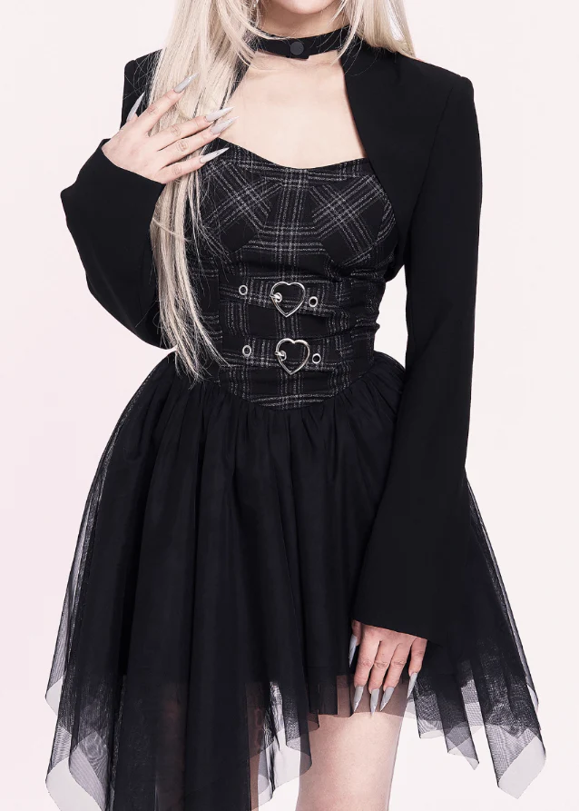 Crossfall Punk Mesh Asymmetry Dress Set - Image 10