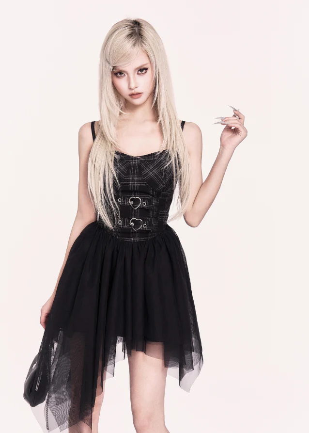 Crossfall Punk Mesh Asymmetry Dress Set - Image 13