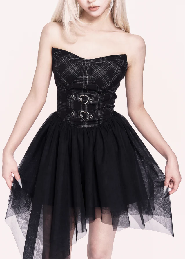 Crossfall Punk Mesh Asymmetry Dress Set - Image 5