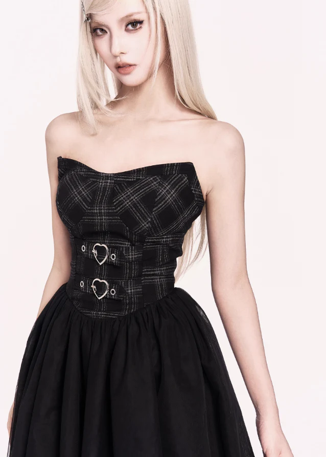 Crossfall Punk Mesh Asymmetry Dress Set - Image 6