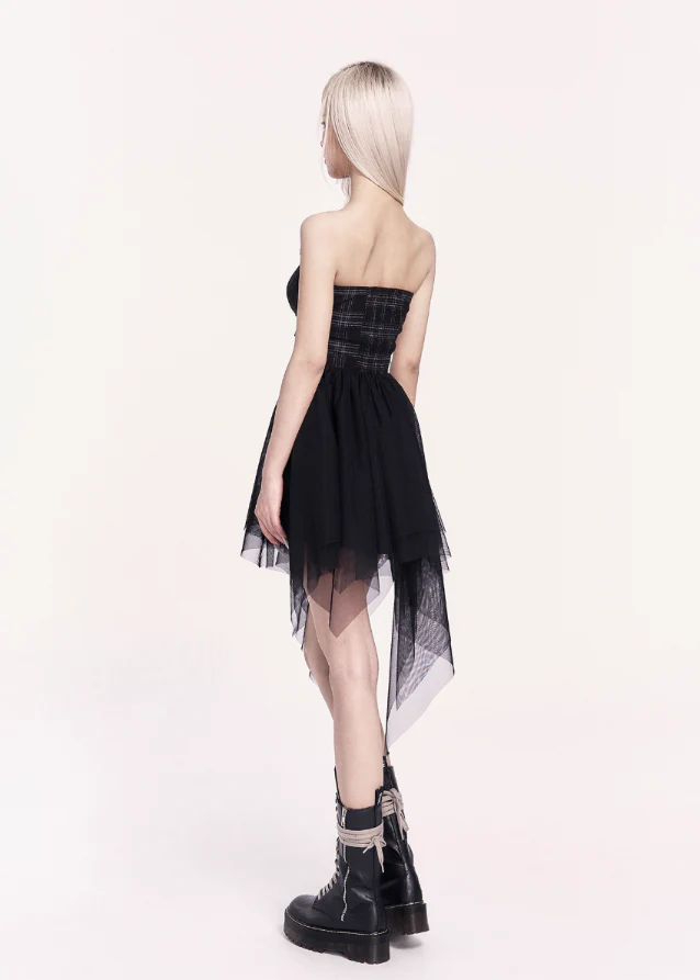 Crossfall Punk Mesh Asymmetry Dress Set - Image 7