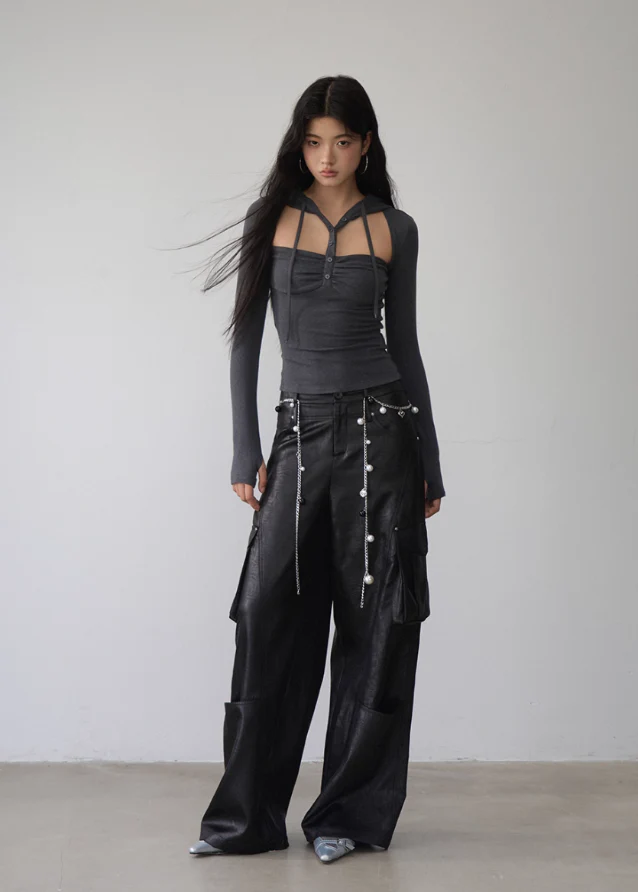 Dark Mode Hooded Cutout Top - Image 4