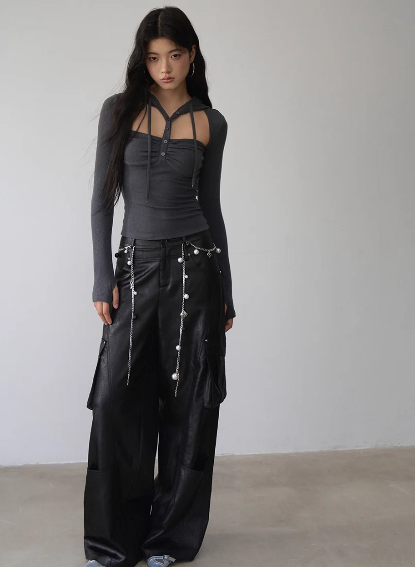 Dark Mode Hooded Cutout Top - Image 5