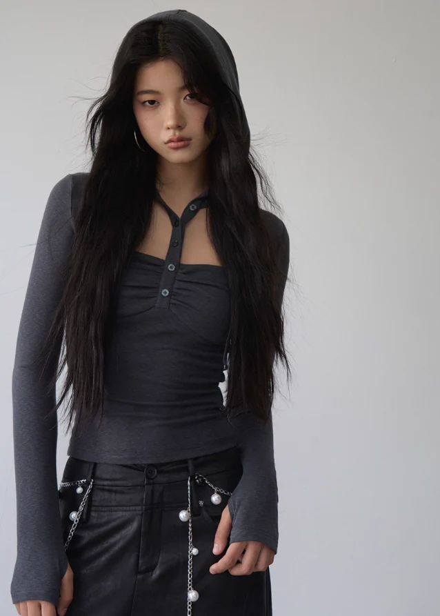 Dark Mode Hooded Cutout Top - Image 7