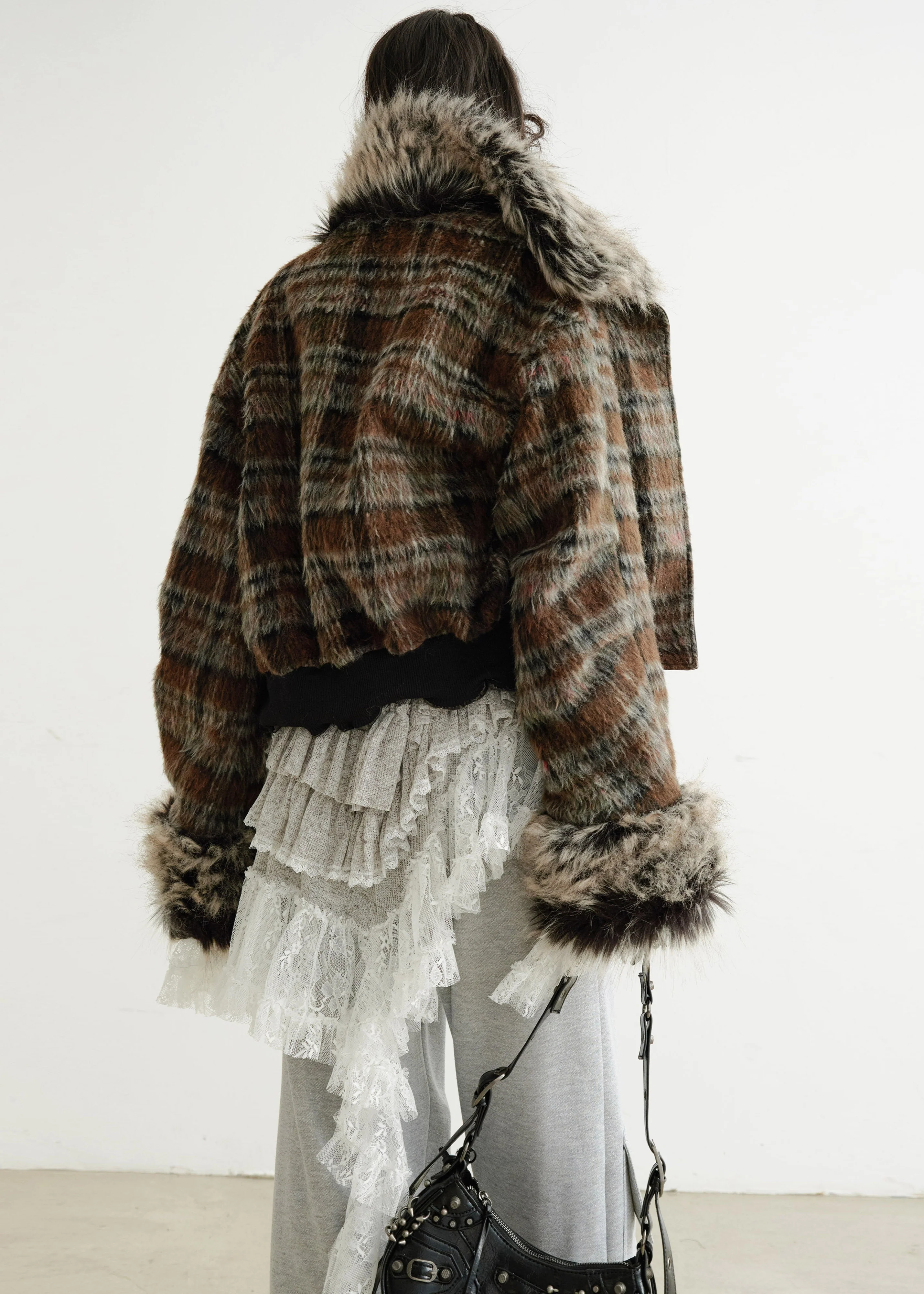 Dark Rock Plaid PU Two-Way Jacket - Image 2