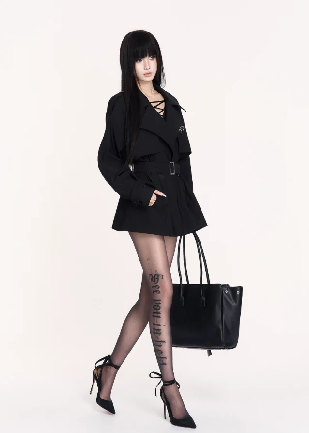 Dark Script Gothic Lettering Tights - Image 13