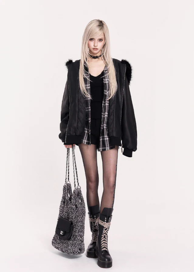 Dark Script Gothic Lettering Tights - Image 5