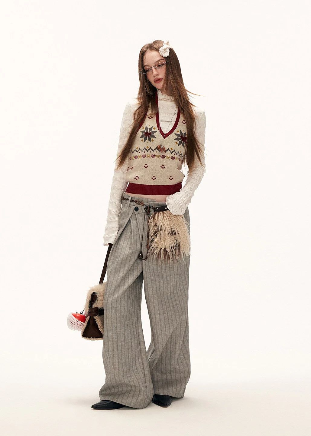 Deconstructed Stripe Pleated Pants - Image 3