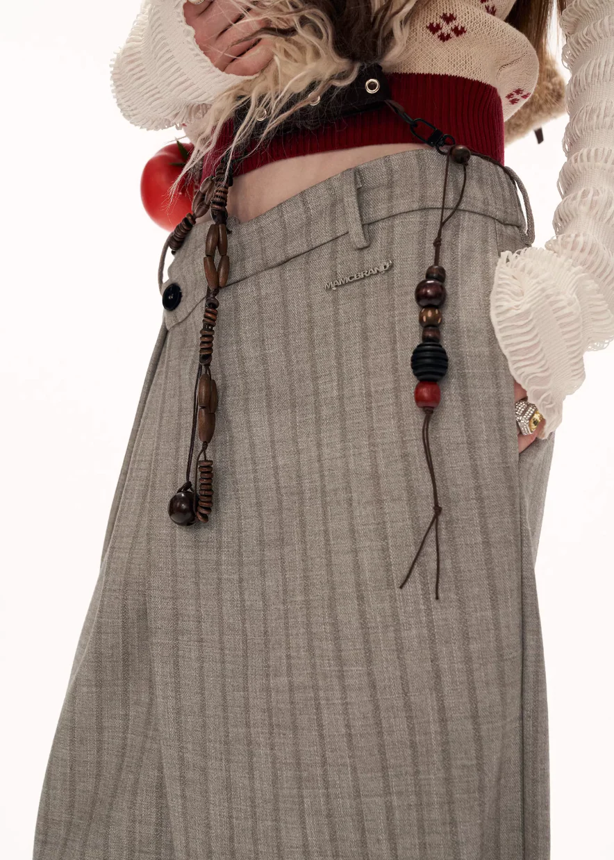 Deconstructed Stripe Pleated Pants - Image 6