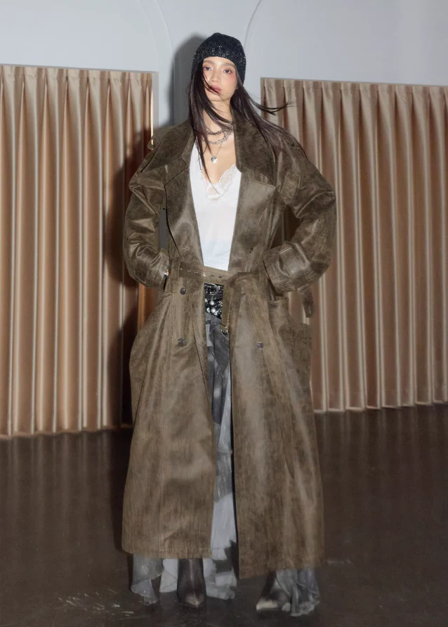 Distressed Cargo Maxi Trench with Oversized Pockets - Image 8