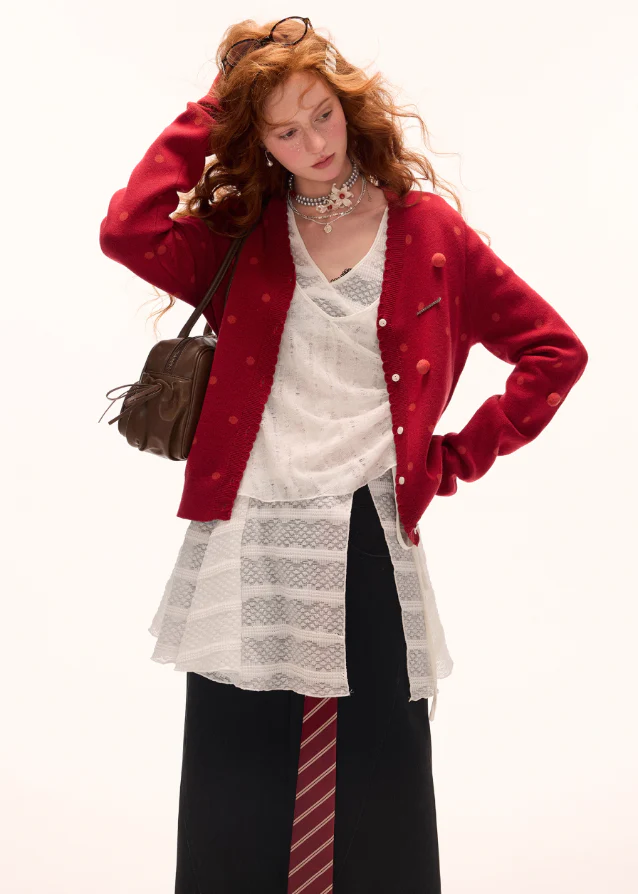 Dot Knit Cardigan - Image 4
