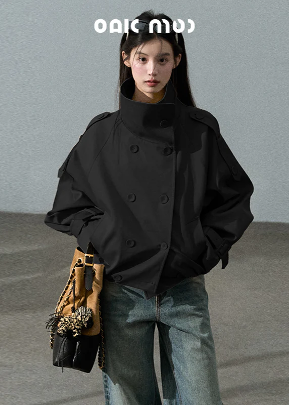 Double-Breasted Cotton Lyocell Jacket Minimalist Chic - Image 3
