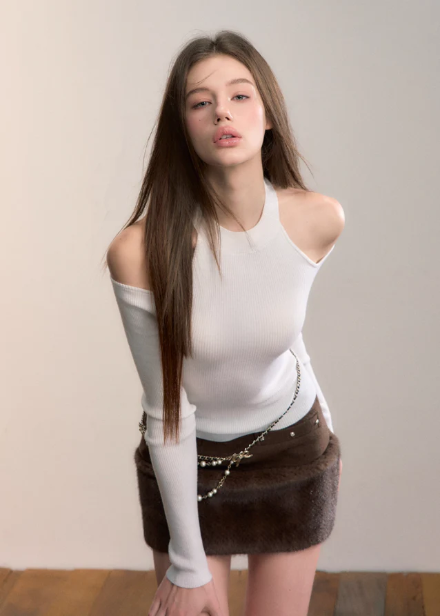 Dual Cut-Out Sculpt Knit High Neck Top - Image 3