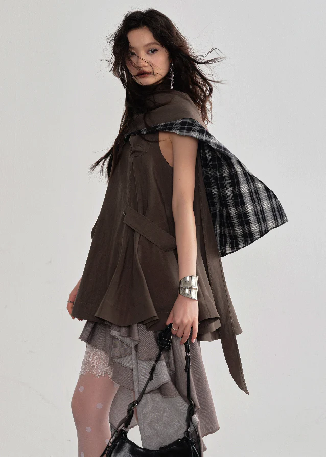 Earth Drift Detachable Cape Dress