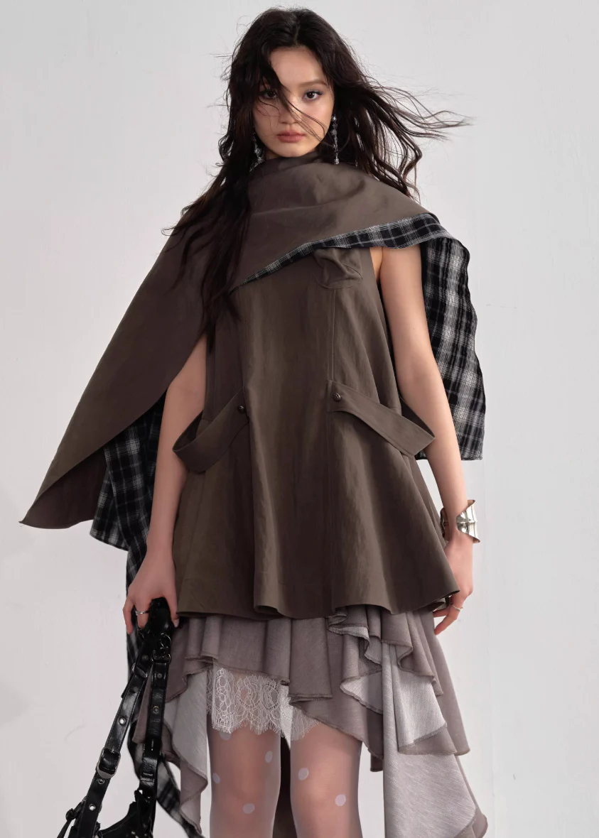 Earth Drift Detachable Cape Dress - Image 5