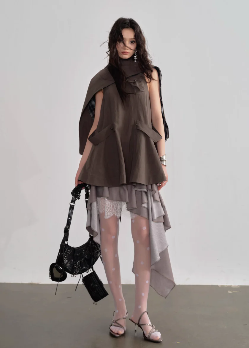 Earth Drift Detachable Cape Dress - Image 7