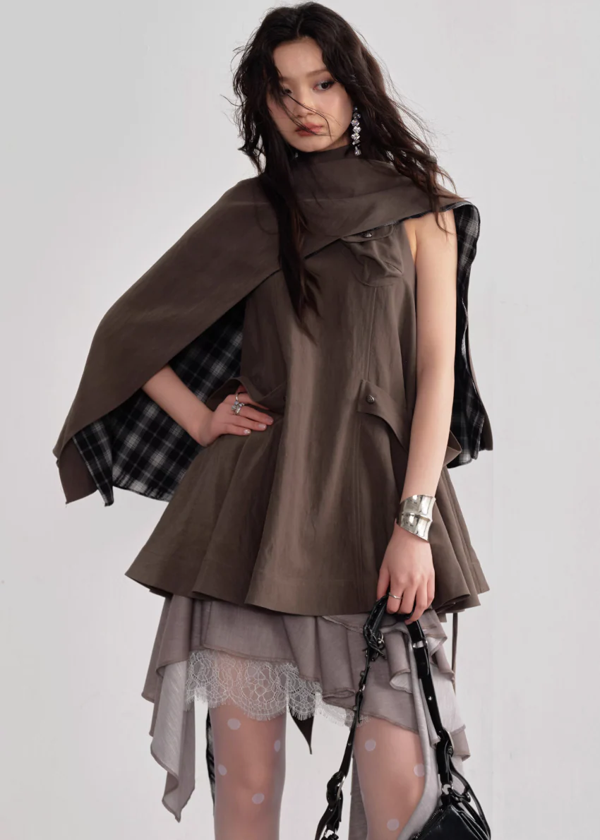 Earth Drift Detachable Cape Dress - Image 8