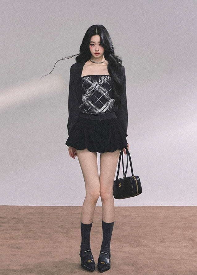 Eaton Noir Plaid Knit Two-Piece Set - Image 5