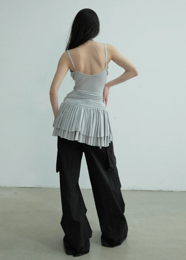 Elegant Sculptural Pleated Deep V Top - Image 5