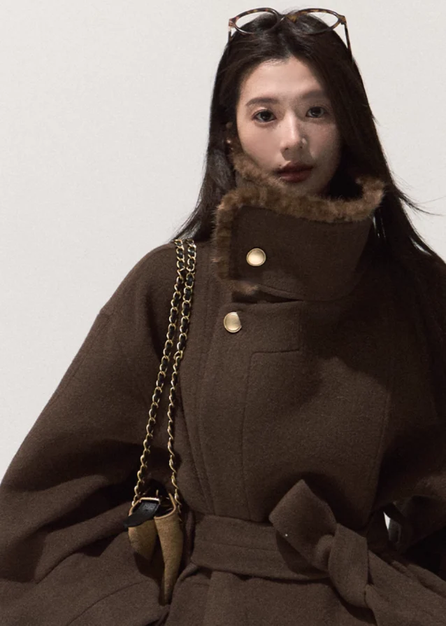 Embrace Wrap Mink-Trim Coat - Image 3