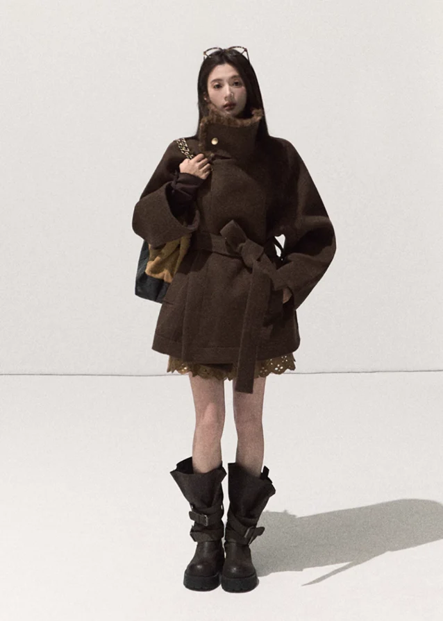 Embrace Wrap Mink-Trim Coat - Image 4