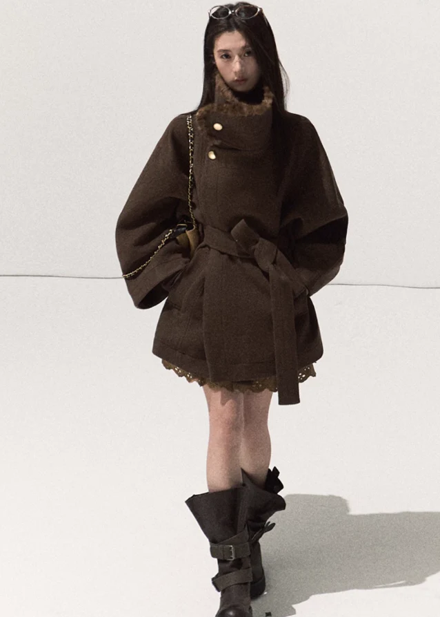 Embrace Wrap Mink-Trim Coat - Image 5