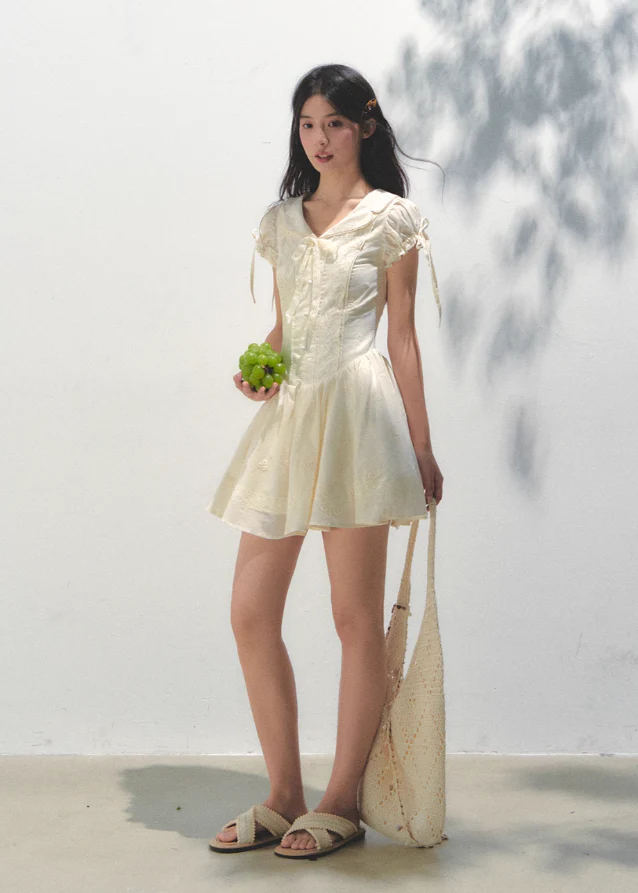 Embroidered Bubble Sleeve Tea Dress - Image 12