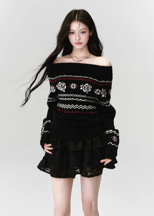 Fair Isle Affair Off-Shoulder Knit - Image 7