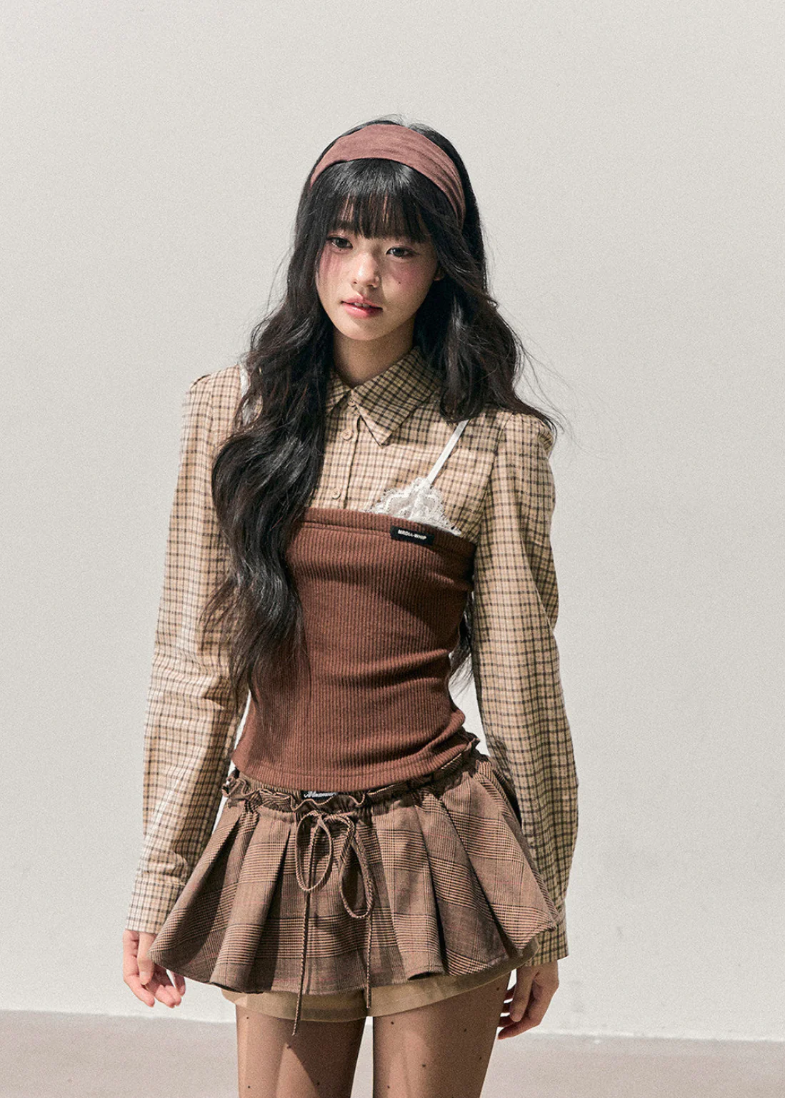 Fallen Leaf Trajectory Plaid Knit Top - Image 6