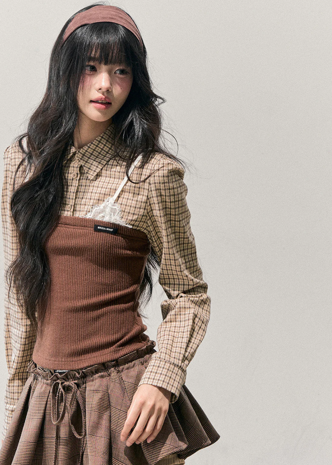 Fallen Leaf Trajectory Plaid Knit Top - Image 9
