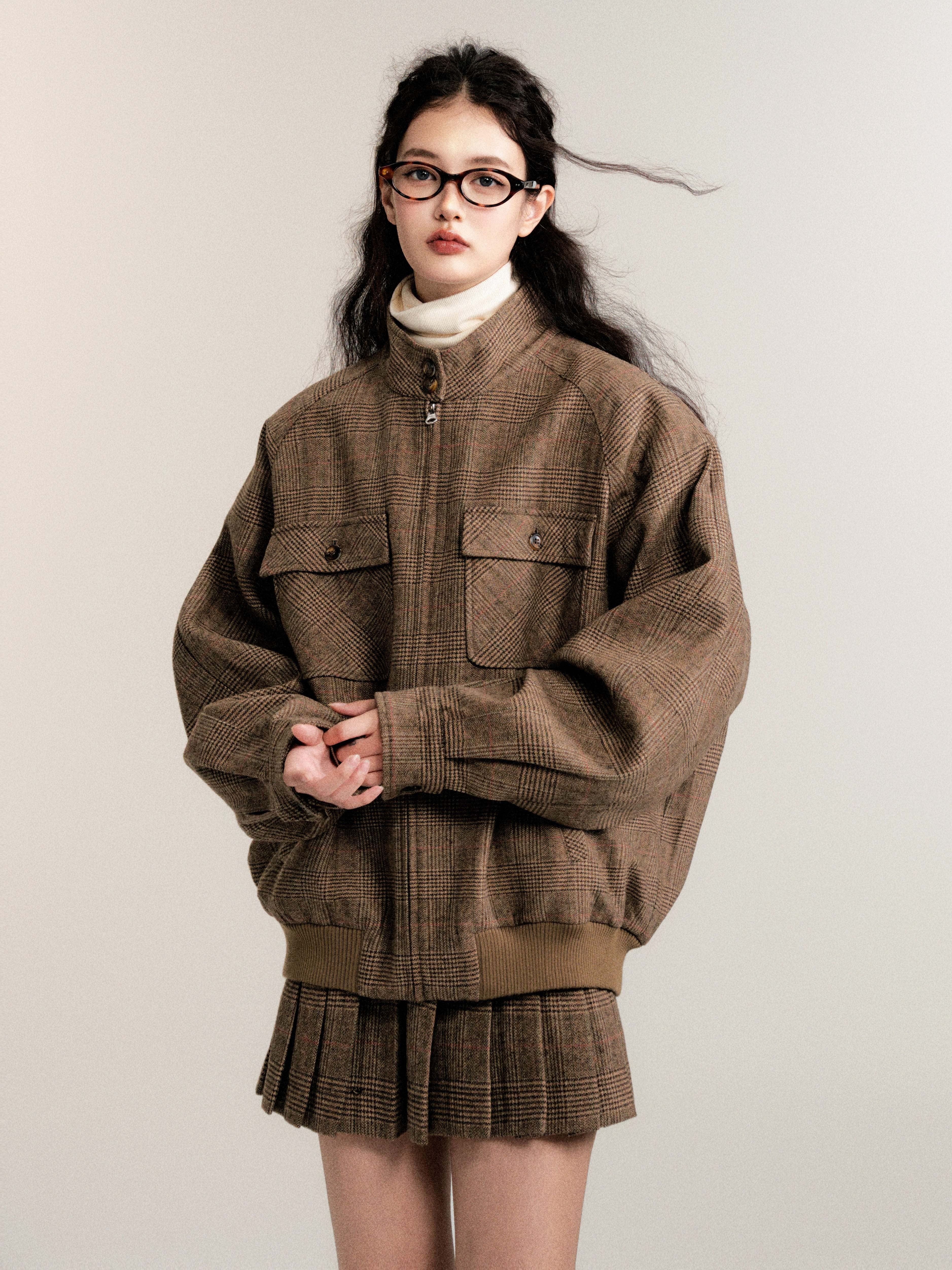 Retro College Wool Skirt Suit - Image 5