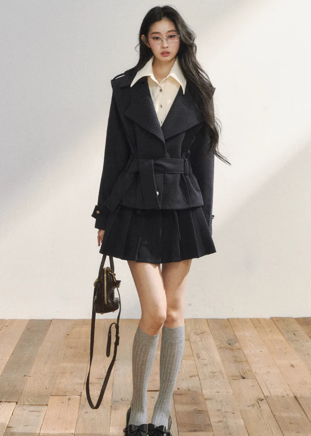 Faux-Two-Piece Structured Jacket & Skirt Set - Image 2