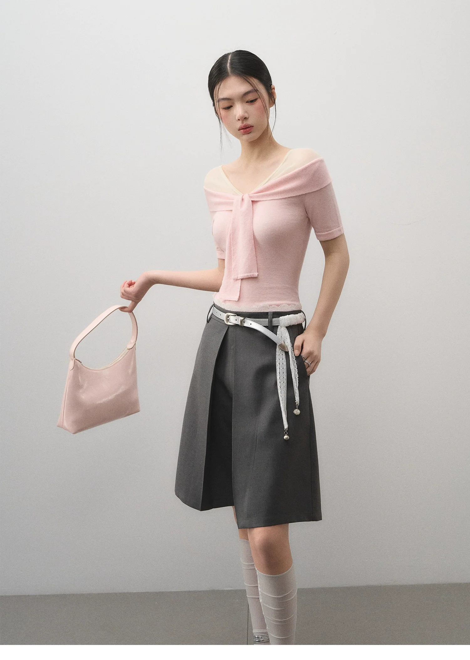 Flirty Off-Shoulder Twist Top with Mesh Details - Image 9