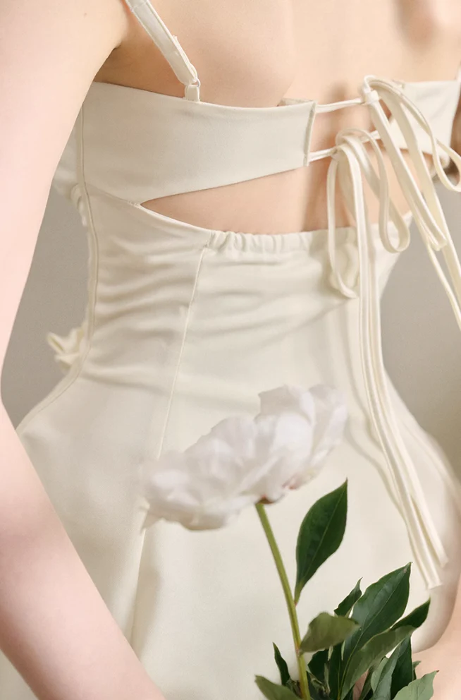Flower Mini Dress French Strapless - Image 10