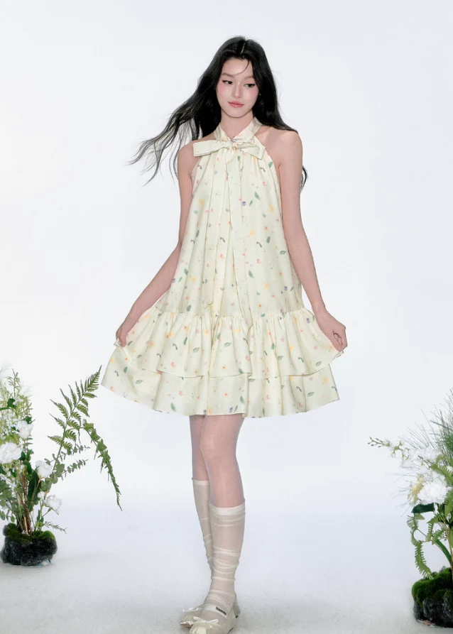 Romantic Puff Skirt Bow Dress - Image 5