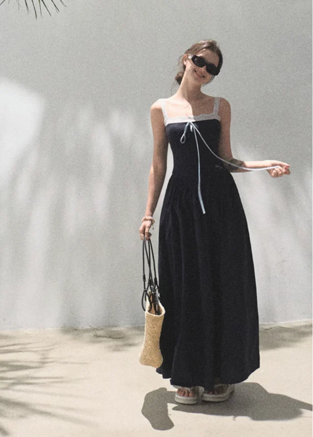 Tencel Hemp Layered Look Strap Dress - Image 6