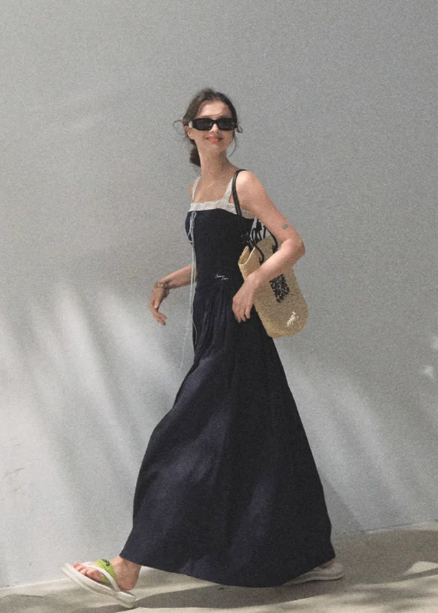 Tencel Hemp Layered Look Strap Dress - Image 7