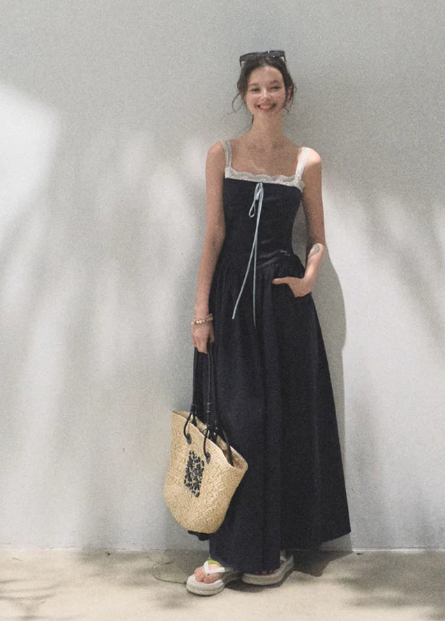 Tencel Hemp Layered Look Strap Dress - Image 8