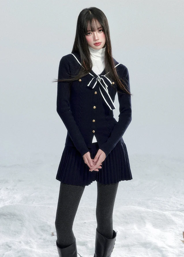 Navy Ribbon Sailor Knit Set-Up - Image 4