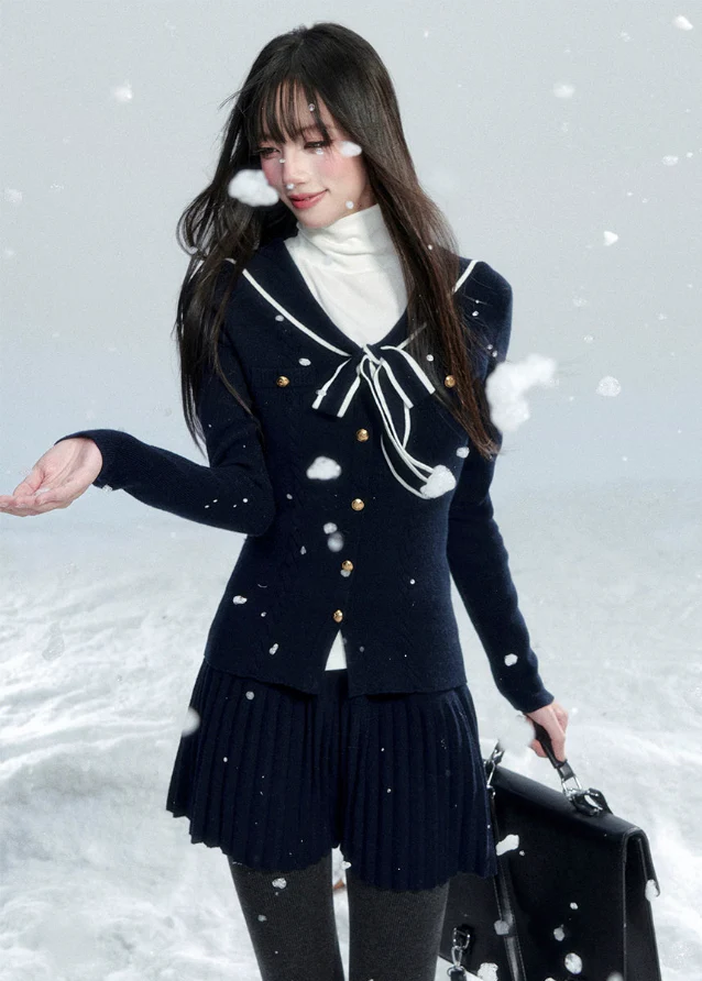 Navy Ribbon Sailor Knit Set-Up - Image 5