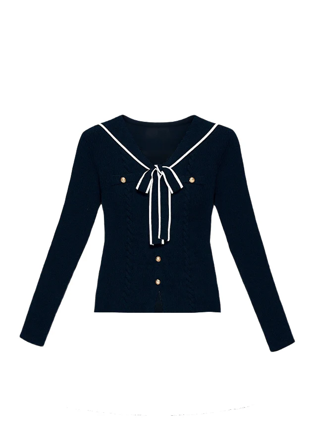 Navy Ribbon Sailor Knit Set-Up - Image 8