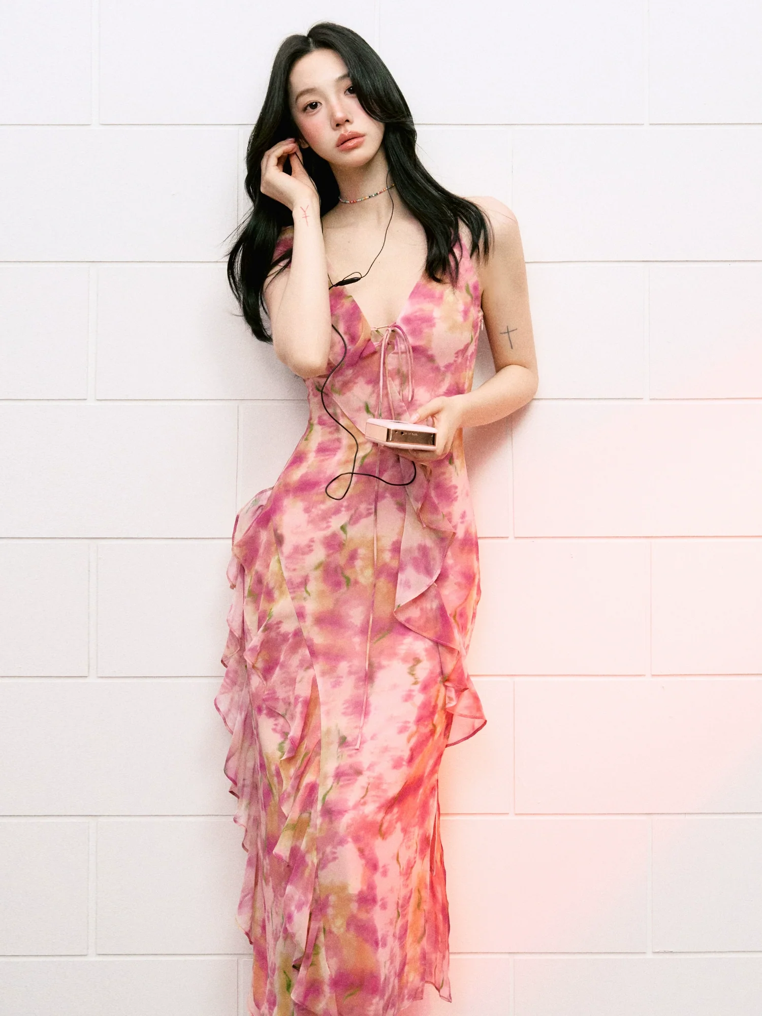 French Drape Floral Dress - Image 2