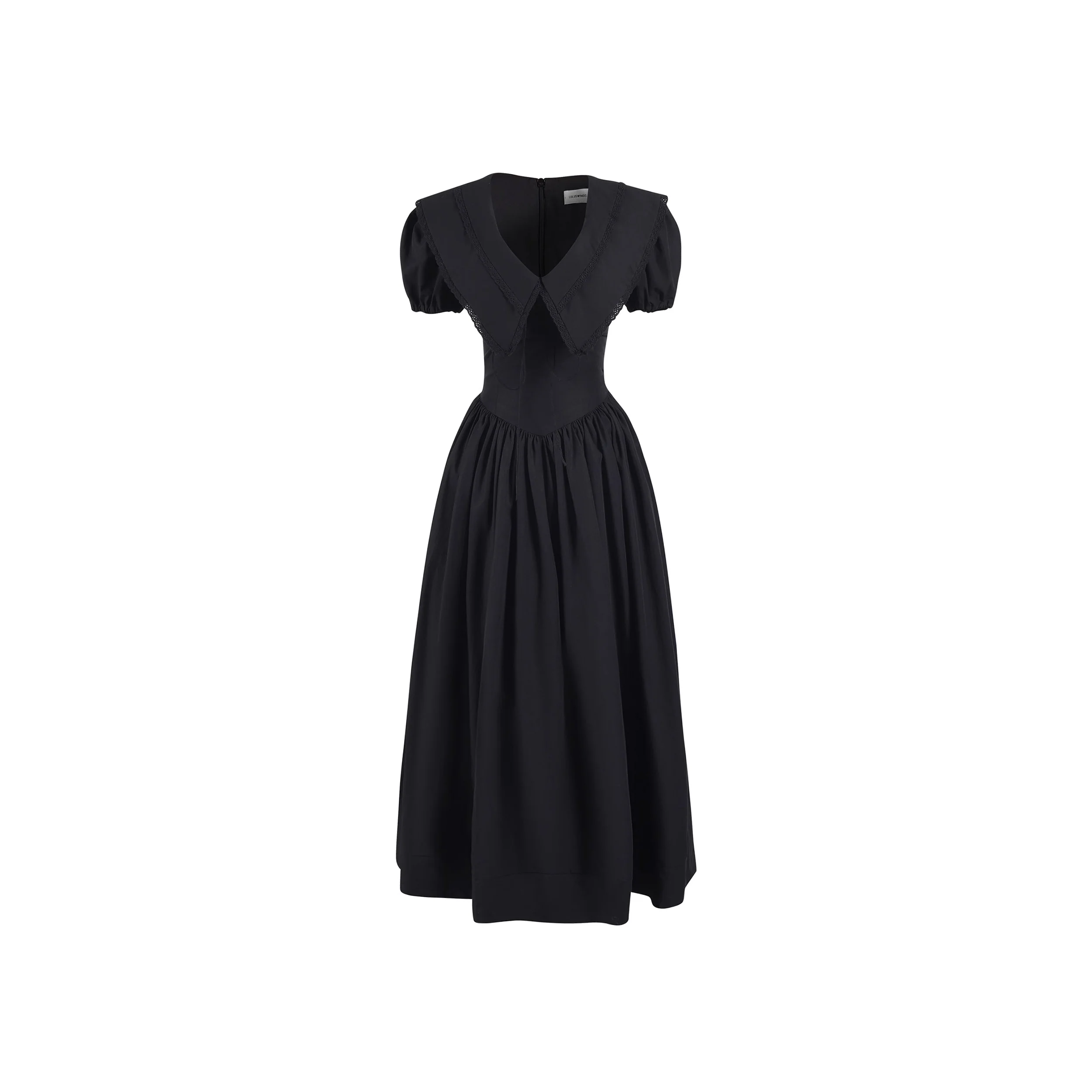 French V-Neck Puff Sleeve Dress - Image 4
