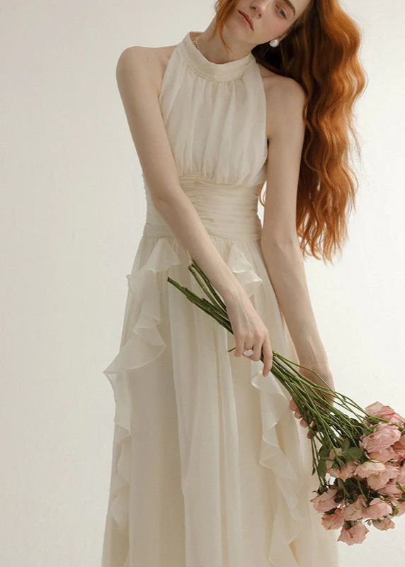 French White Halter Mini Dress - Image 2
