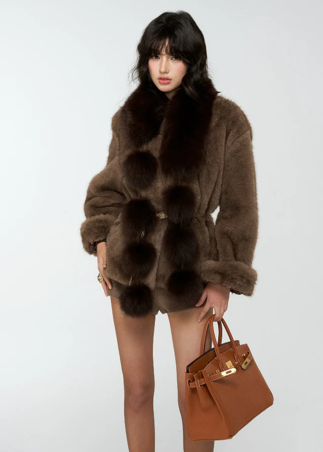 Frost Muse Fox Fur Pom Scarf - Image 5