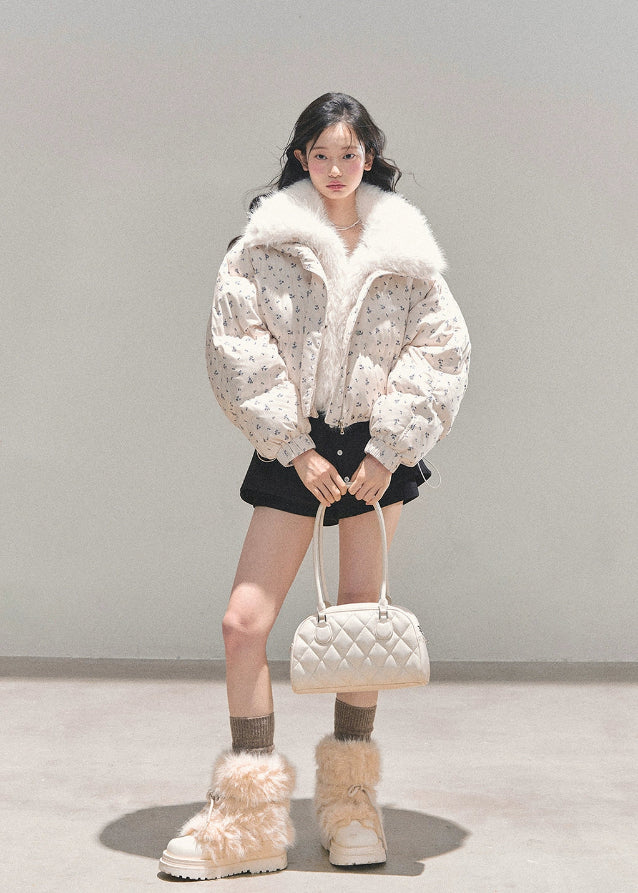 Frost Whisper Plush-Lined Short Down Coat - Image 10